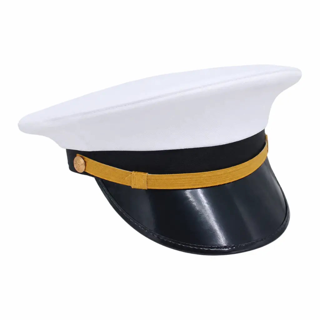 Capa Branca Quepe Masculino Marinha com topo branco, faixa preta e emblema lateral