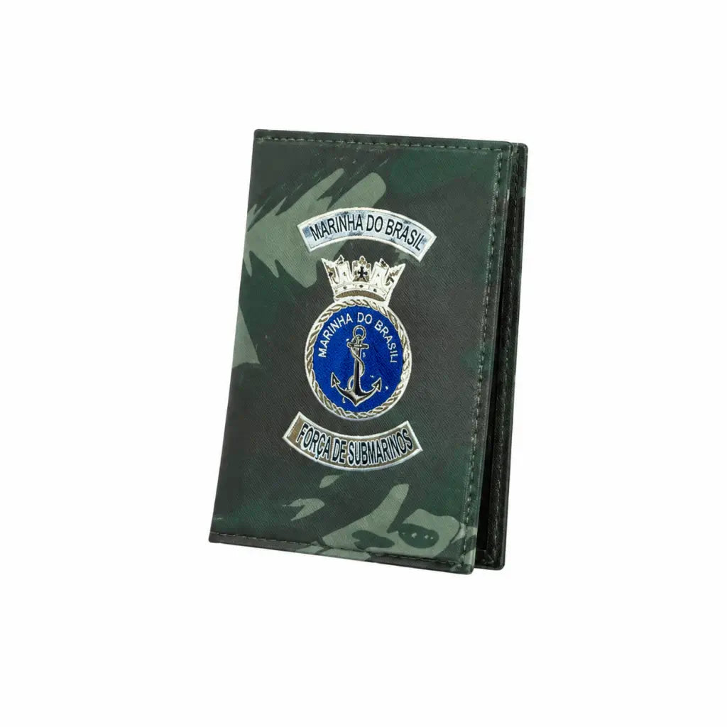 Carteira Marinha Camuflada verde camuflada com emblema Marinha do Brasil