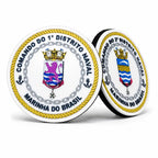 Dois emblemas circulares do 1º e 3º Distrito Naval da Bolacha Emborrachada Marinha