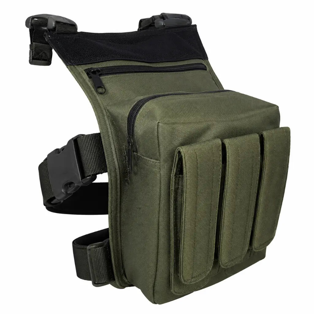 Bornal Verde Porta Carregador Triplo verde-oliva mochila tática com bolso frontal zíper e três bolsos frontais