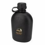 Cantil Militar Preto preto com tampa rosqueada e texto FOR WATER ONLY BUILT TO ENDURE