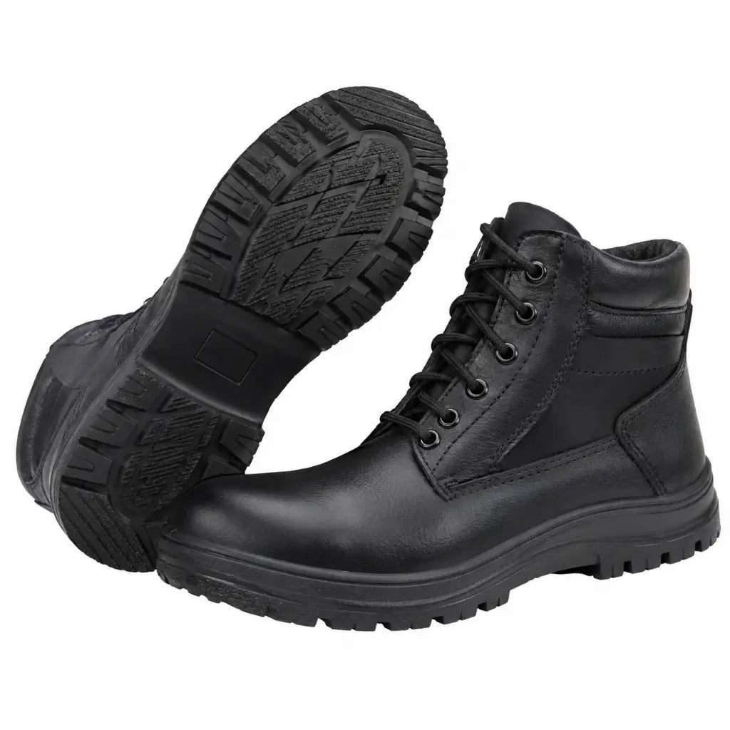 Bota de Convés Preta Marinha do Brasil botas pretas cano médio com ilhoses e solado tracionado