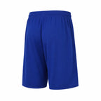 Shorts esportivos azuis com cós elástico e acabamento limpo